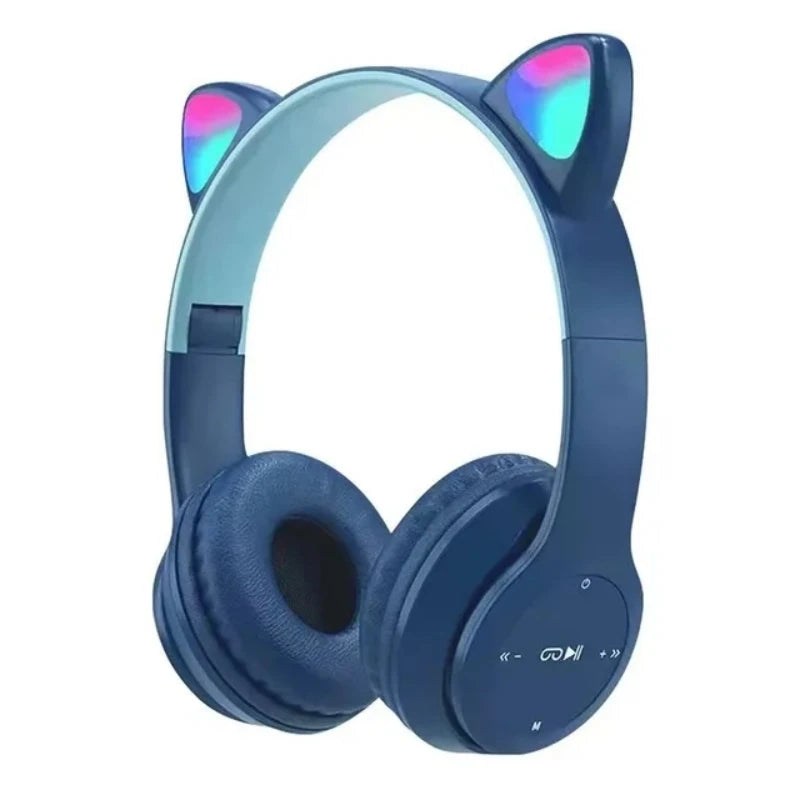 Bluetooth Headphones P47M Foldable Wireless 5.0 Headphones Cat Ear for Smartphone Tablet