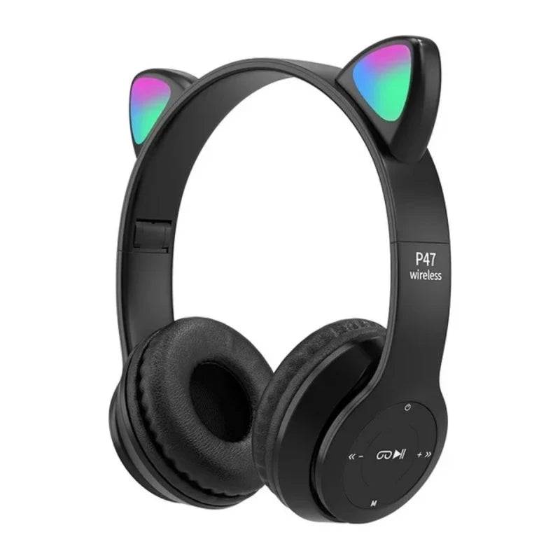 Bluetooth Headphones P47M Foldable Wireless 5.0 Headphones Cat Ear for Smartphone Tablet