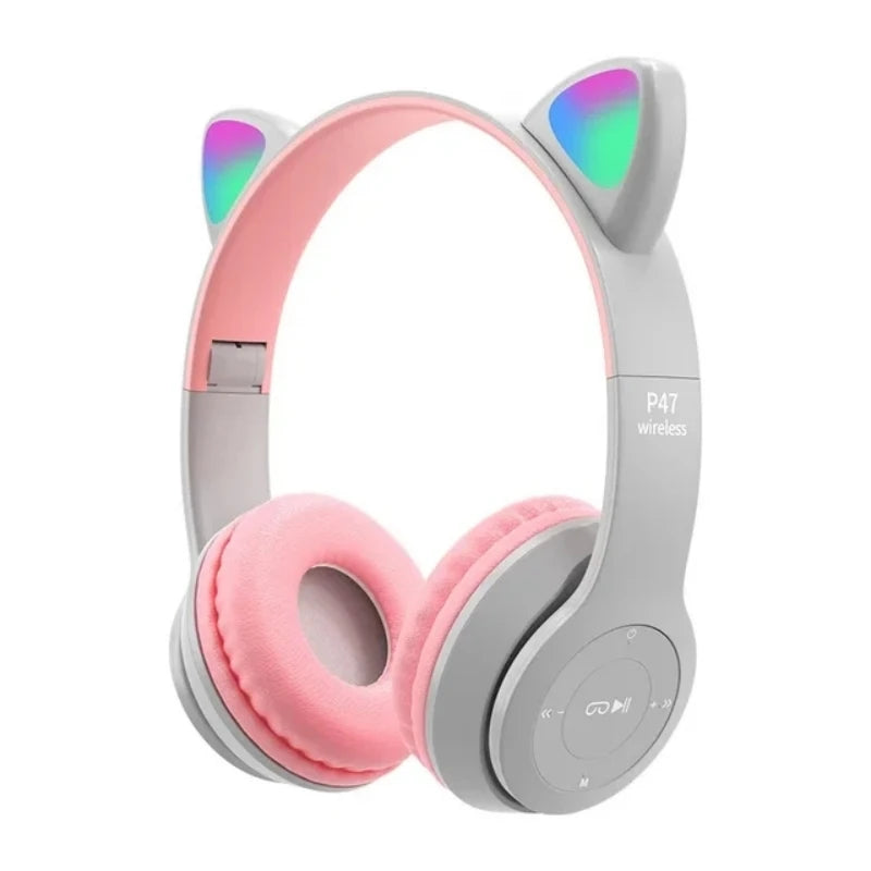 Bluetooth Headphones P47M Foldable Wireless 5.0 Headphones Cat Ear for Smartphone Tablet