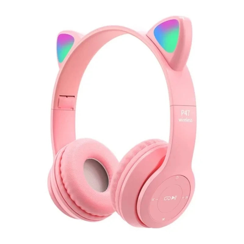 Bluetooth Headphones P47M Foldable Wireless 5.0 Headphones Cat Ear for Smartphone Tablet