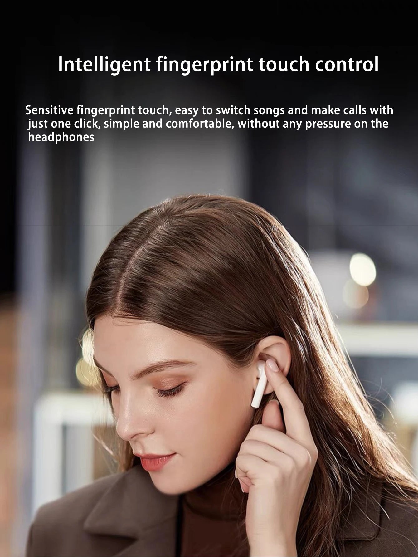 In-ear stereo wireless headphones, long battery life, two-ear touch noise reduction e-sports wireless headphones, compatible wit
