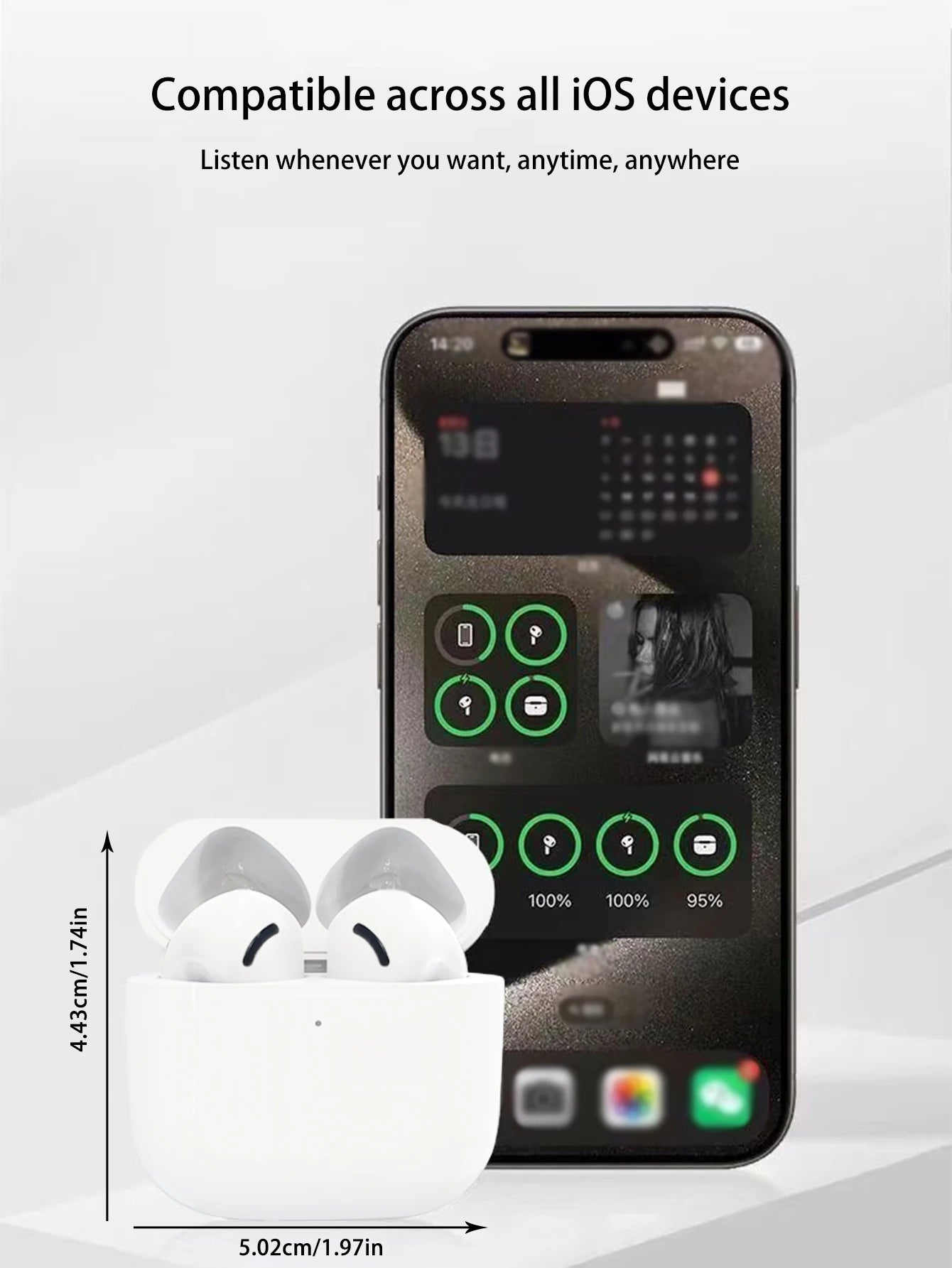 In-ear stereo wireless headphones, long battery life, two-ear touch noise reduction e-sports wireless headphones, compatible wit