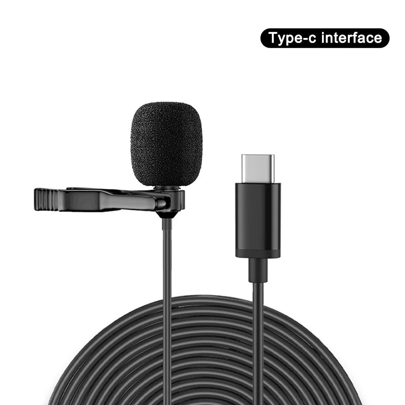 Lapel Microphones Type C Microphone Clip Portable Microphone Condenser Clip-on Lapel Mic 1.5m Wired Mini Audio Mic for Phone