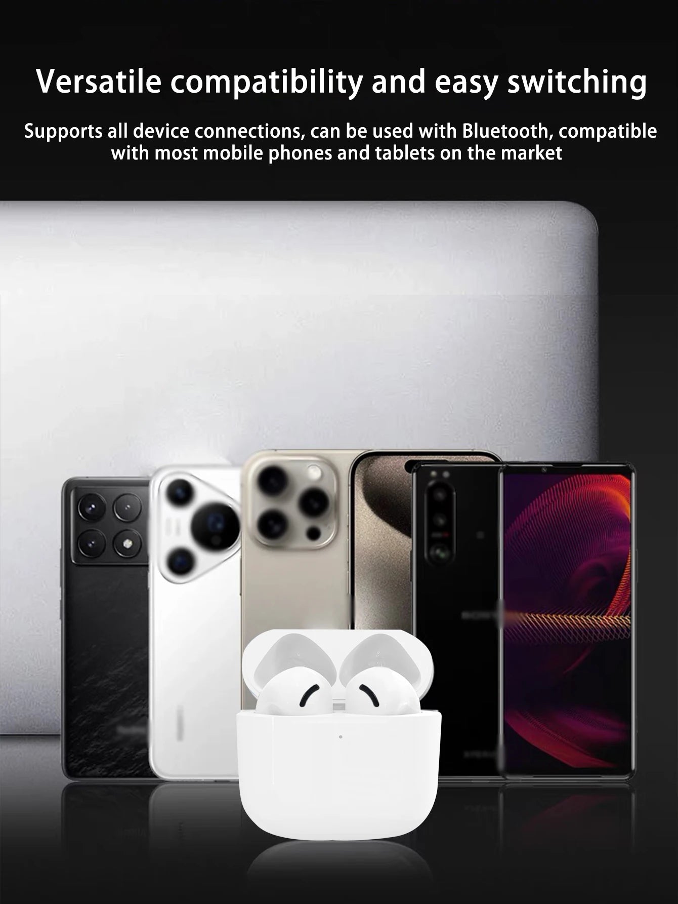 In-ear stereo wireless headphones, long battery life, two-ear touch noise reduction e-sports wireless headphones, compatible wit