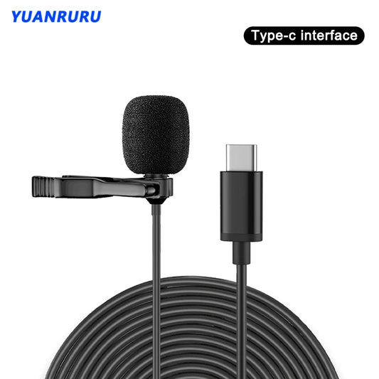 Lapel Microphones Type C Microphone Clip Portable Microphone Condenser Clip-on Lapel Mic 1.5m Wired Mini Audio Mic for Phone